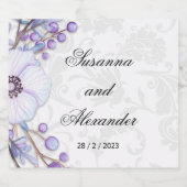 Lila Blumenberries und Damaskus-Hochzeit Schaumweinetikett (Einzelnes Label)