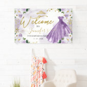 Lila Blumenbezug Herzlich Willkommen Banner (Insitu)