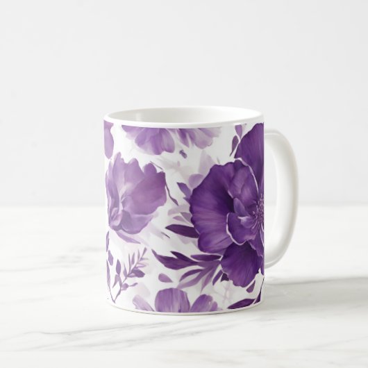 Lila Blumenbild auf 11 oz Kaffee Tasse (VorderseiteRechts)