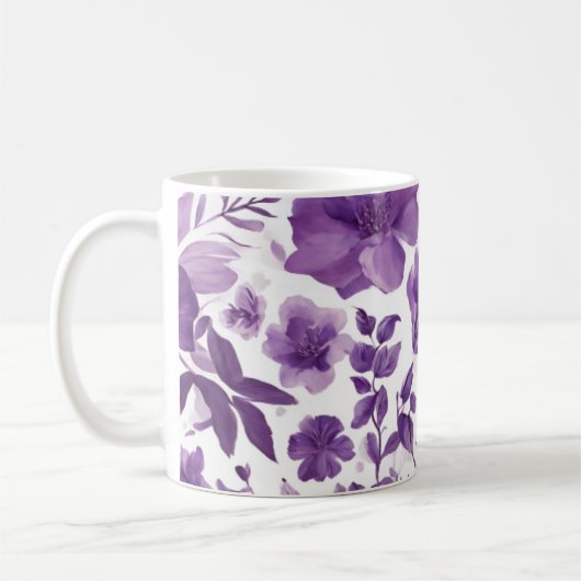 Lila Blumenbild auf 11 oz Kaffee Tasse (Links)