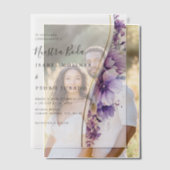 Lila Blumenblätterung Nuestra Boda Spanische Hochz Pergament Einladungen (Versatz (Ehepaar))