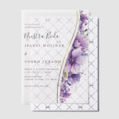 Lila Blumenblätterung Nuestra Boda Spanische Hochz Pergament Einladungen (Versetzt (Einladung))