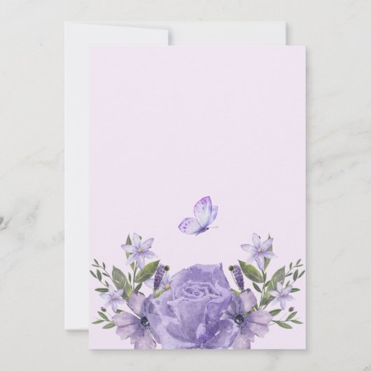 Lila blumenblühendes Brautparty Einladung (Rückseite)