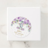 Lila Blumenblume Niedlich Elephant Babydusche Kerz Geschenkanhänger (Beispiel)