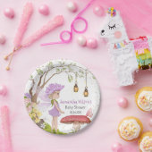 Lila Blumenblütendusche Papier-Teller Pappteller (Party)