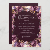 Lila Blumenblütenfarbe Quinceanera Einladung (Vorne/Hinten)