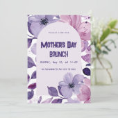 Lila Blumenbrunch Einladung (Stehend Vorderseite)
