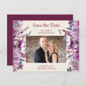 Lila Blumencreme Hochzeit Rett Date Foto Save The Date (Vorne/Hinten)