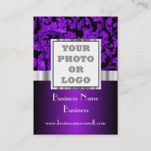 Lila Blumendamast-Fotologo Visitenkarte