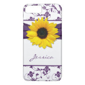 Lila BlumenDamast Gelbe Sonnenblume Case-Mate iPhone Hülle (Rückseite)