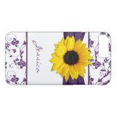 Lila BlumenDamast Gelbe Sonnenblume Case-Mate iPhone Hülle (Rückseite (Horizontal))
