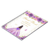 Lila Blumendark Skin Princess Gästebuch Notizblock (Linke Seite)
