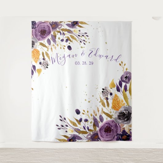 Lila Blumendecke Empfang Dekoration Wandteppich (Vorderseite)
