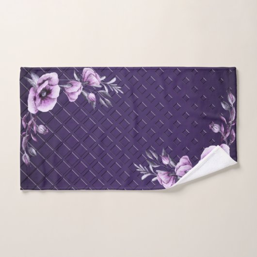 Lila Blumendekor-Muster Badetuch Set (Handtuch)