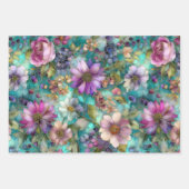 LILA BLUMENDEKORATIVES PAPIER-SET GESCHENKPAPIER SET (Vorderseite 3)