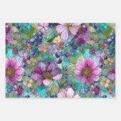 LILA BLUMENDEKORATIVES PAPIER-SET GESCHENKPAPIER SET (Vorderseite 2)