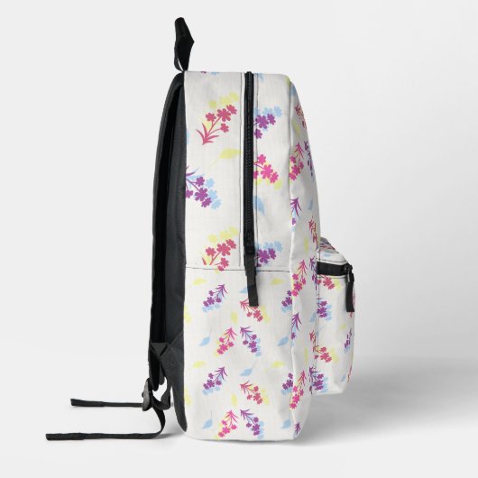 Lila Blumendesign Bedruckter Rucksack (Links)