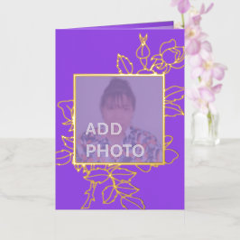 Lila Blumendesign Foto Gold Foil Card