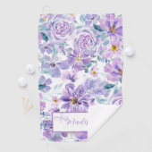 Lila Blumendesign Golfhandtuch (Insitu)