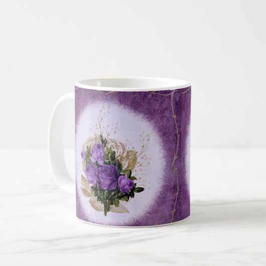 Lila Blumendesign Klassische Tasse Elegant (Vorderseite Links)