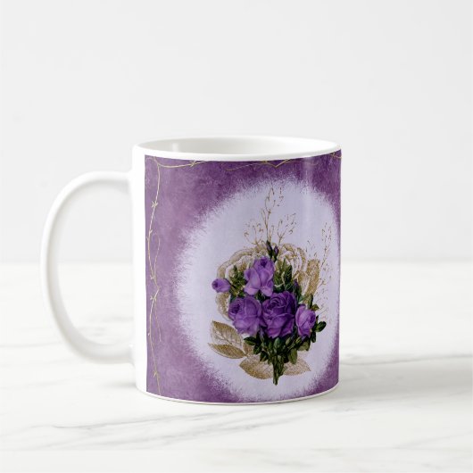 Lila Blumendesign Klassische Tasse Elegant (Links)