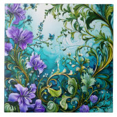 Lila Blumendesign mit viel Grün Fliese (Vorderseite)