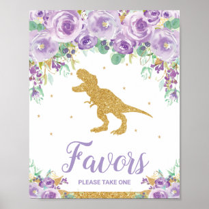 Lila Blumendinosaurier Geburtstagsparty Girl Favor Poster