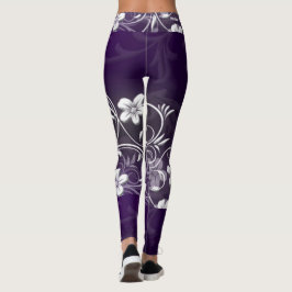 Lila Blumendruck-Leggings Waveline Entwurf Leggings