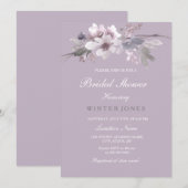 Lila Blumendusche Bridal Einladung (Vorne/Hinten)