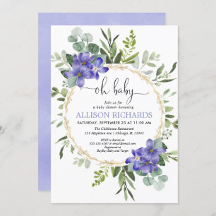 lila Blumendusche Einladung