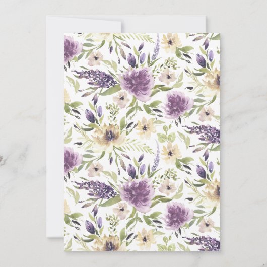 Lila Blumendusche Einladung (Rückseite)