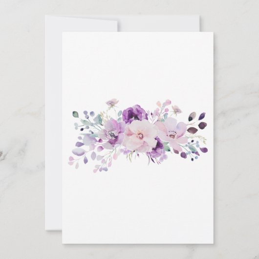 Lila Blumendusche Einladung (Rückseite)