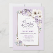 Lila Blumendusche Einladung (Vorderseite)