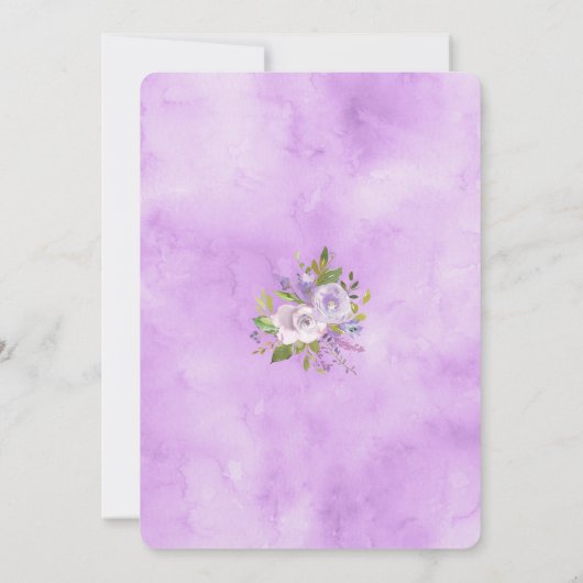 Lila Blumendusche Einladung (Rückseite)
