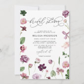 Lila Blumendusche Einladung (Vorderseite)