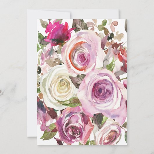 Lila Blumendusche mit moderner Brautdusche Einladung (Rückseite)