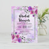 Lila Blumendusche und Silberbridale Einladung (Stehend Vorderseite)