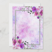 Lila Blumendusche und Silberbridale Einladung (Rückseite)