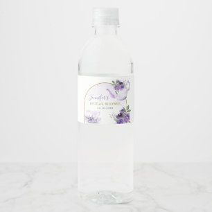Lila Blumeneheliche Dusche Tee Wasserflaschenetike Wasserflaschenetikett
