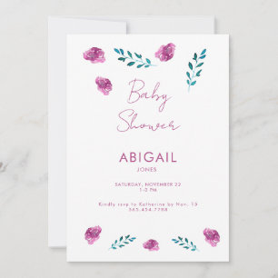Lila Blumeneinladung zur Babyparty Einladung