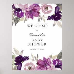 Lila Blumeneinladung zur Babyparty Poster
