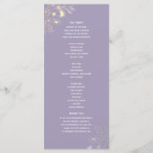 Lila Blumenelemente Hochzeitsprogramm Programm (Rückseite)
