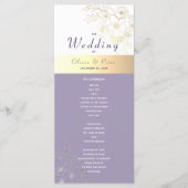 Lila Blumenelemente Hochzeitsprogramm Programm (Vorderseite)