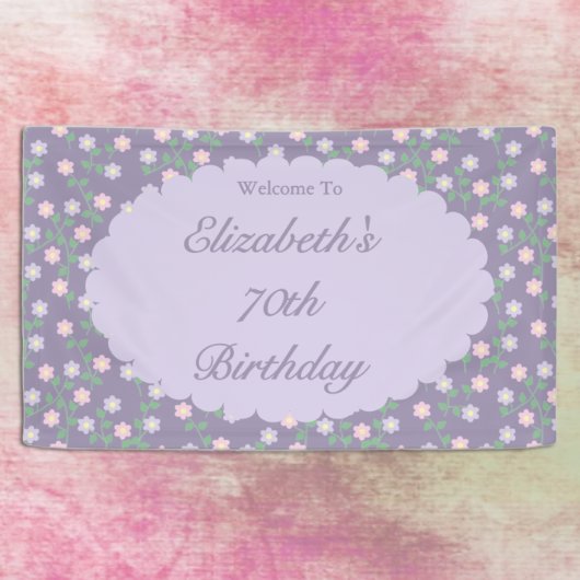 Lila Blumener Geburtstag Banner