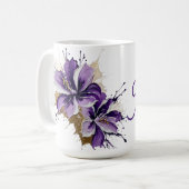 Lila Blumenexplosion Kaffeetasse (Vorderseite Links)