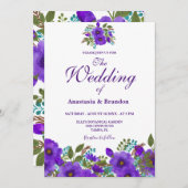 Lila Blumenfarbe | Hochzeit Einladung (Vorne/Hinten)