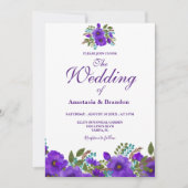 Lila Blumenfarbe | Hochzeit Einladung (Vorderseite)