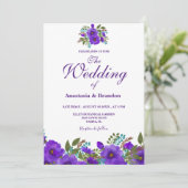 Lila Blumenfarbe | Hochzeit Einladung (Stehend Vorderseite)