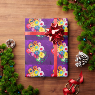 Lila blumenfarbene Blume Geschenkpapier