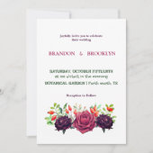 Lila, blumenfarbene Hochzeitsreise Einladung (Vorderseite)